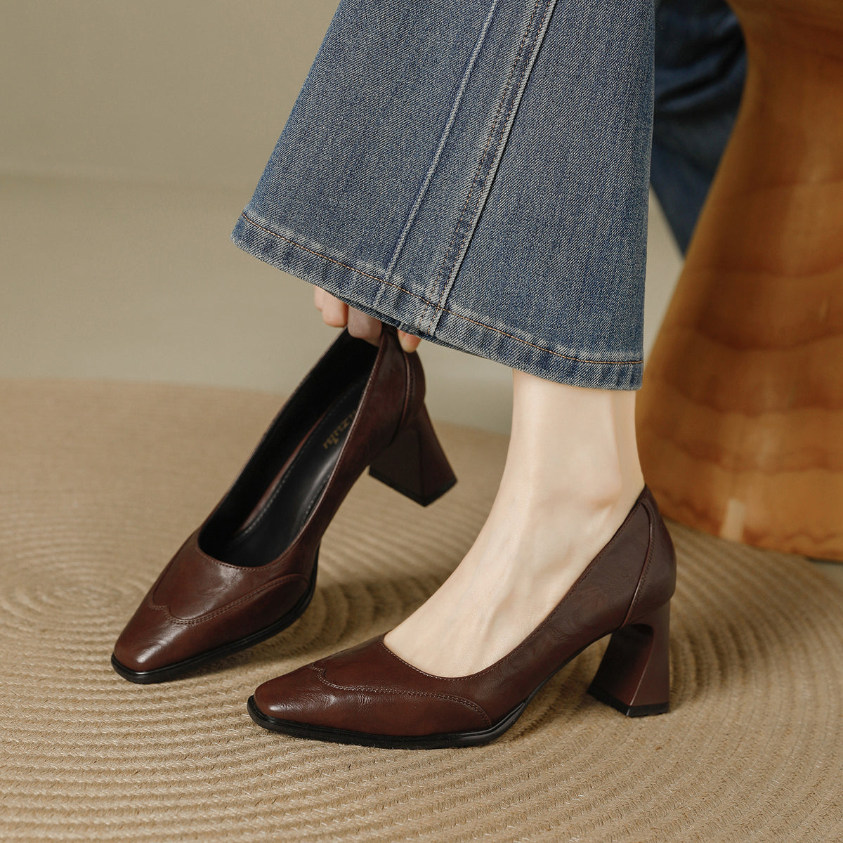 Women's High Elegant Retro Square Toe Low-cut Commute Not Tired Feet Women's Fashion Shoes