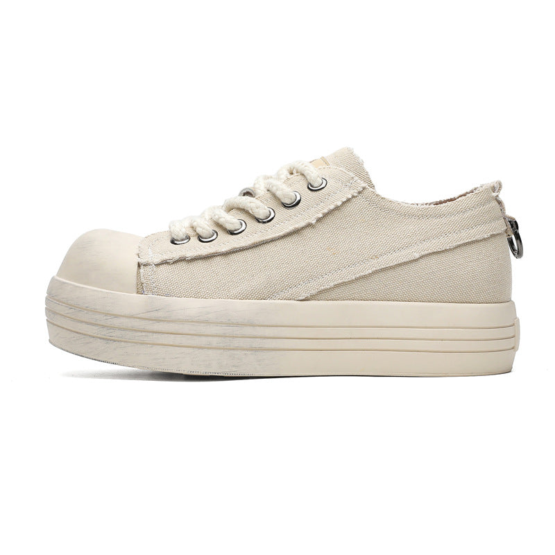 Headwear Round Head Ugly Cute Platform Distressed Leather Shoes