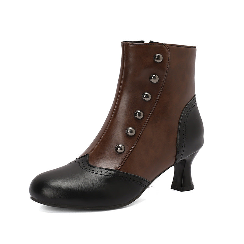 Women's Plus Size Color Matching Metal Rivet Heels