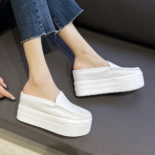 Women's Outdoor Platform Small Size Hidden White Slippers
