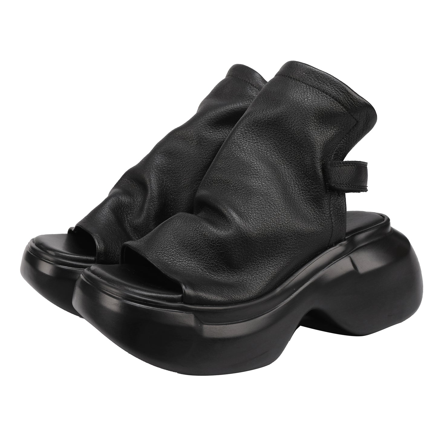 Women's Genuine Fish Mouth Soft Cowhide Comfortable Platform Sandals