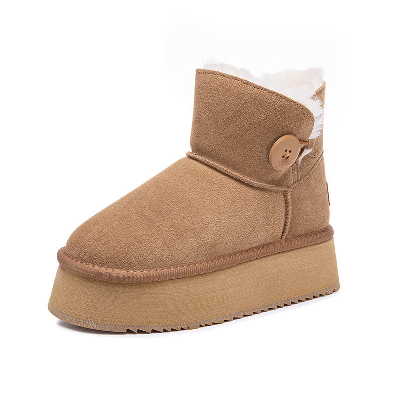 Women's Wool Fur Integrated Winter Cotton Small Snow Boots