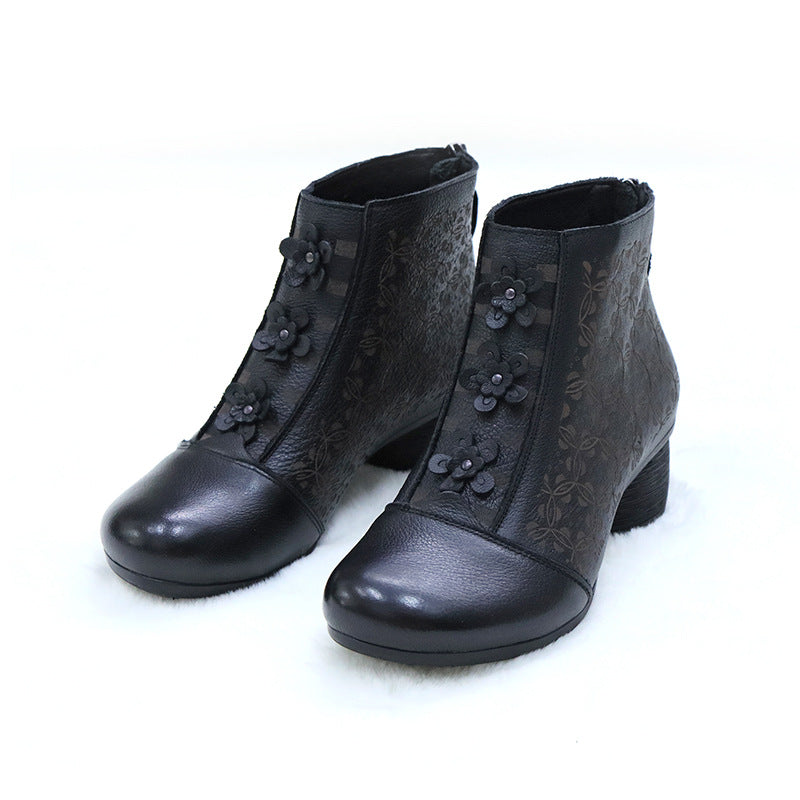 Ethnic Style Chunky Ankle Soft Soled Women's Shoes