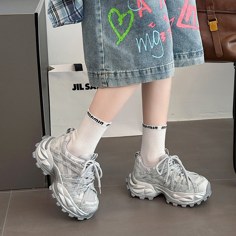 Women's Goods Full Diamond Platform Dad Spring Versatile Women's Sports Shoes