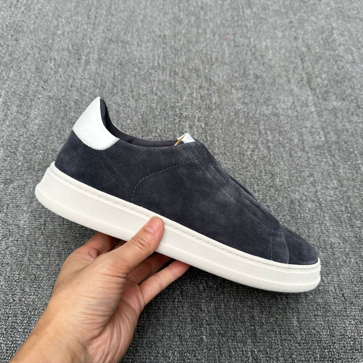 Men's Elastic Band Cow Split Lazy Flat Men's Shoes