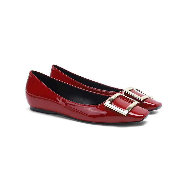 Women's & Men's Elephant Gray Patent Square Buckle Size Women's Shoes