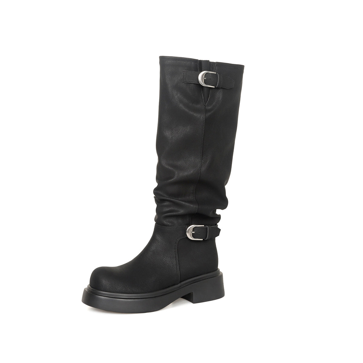 Female Waste Soil Wind Below The Knee Round Head Thick Boots