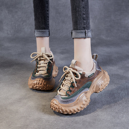 Women's Genuine Thick Bottom Vintage Pineapple Durian Dad Sneakers