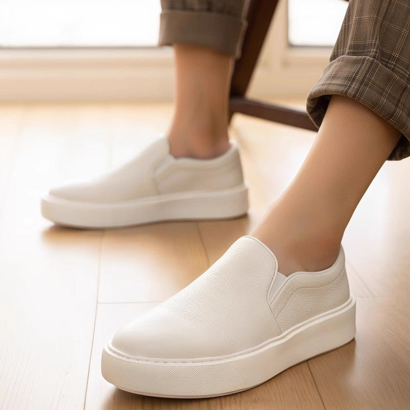 Men's White Breathable Fashion Versatile Slip-on Board Trendy Driving Loafers