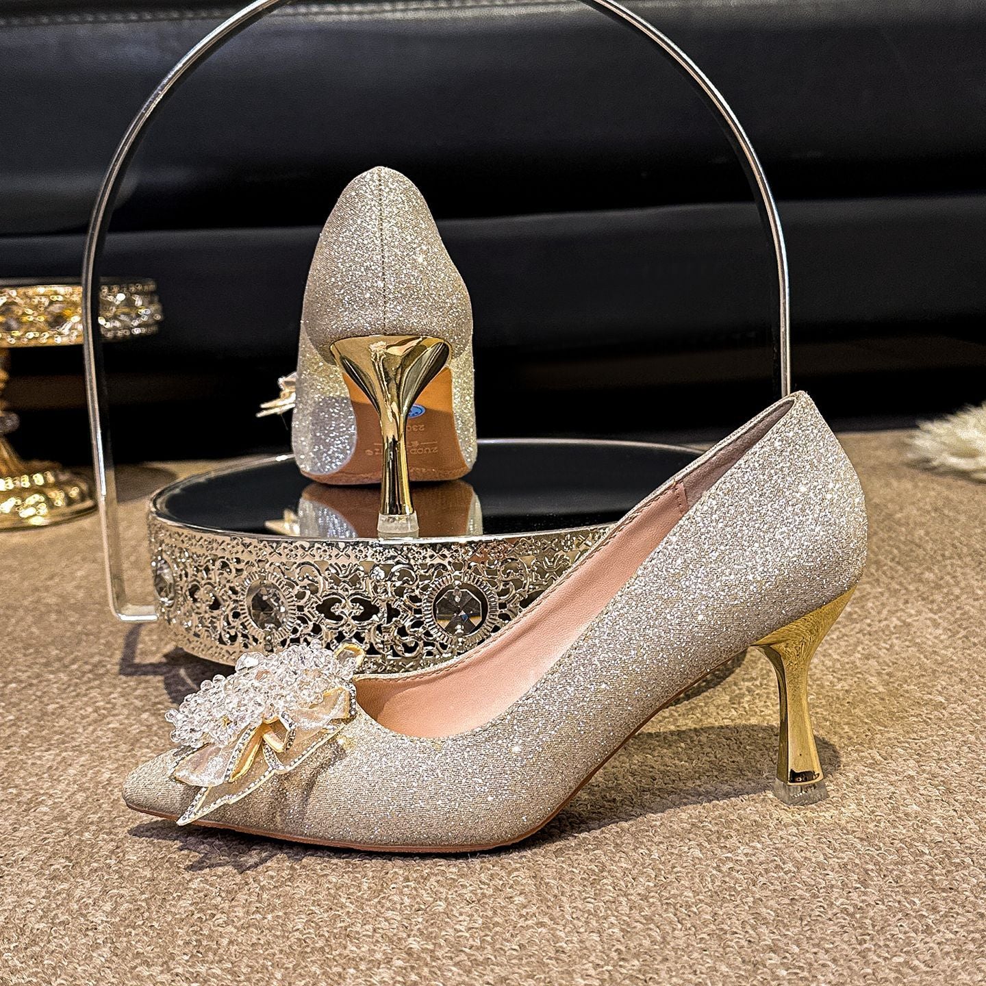 French High Crystal Wedding Bridal Main Dress Bridesmaid Plus Women's Fashion Shoes