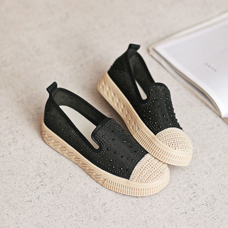 Women's Summer Platform Rhinestone Fisherman Flat Mesh Classic Sandals