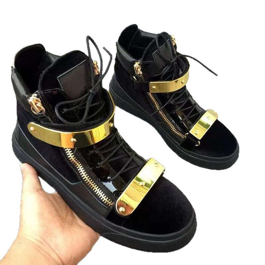 Board High Version Trendy Double Zipper Design Genuine Sneakers