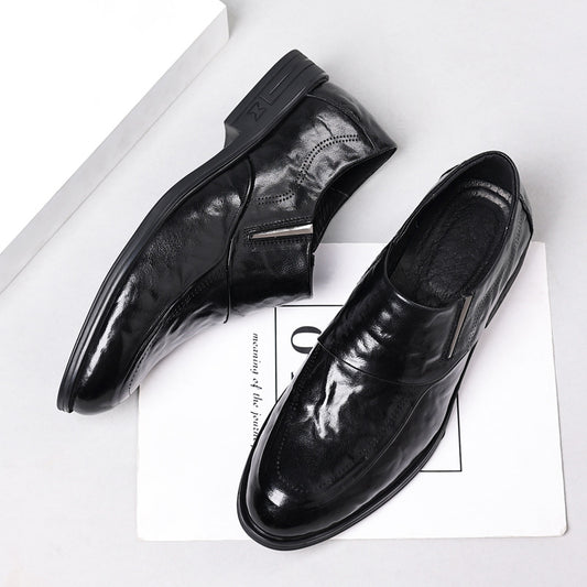 Men's Layer Cowhide Formal Business Pointed Toe Leather Shoes