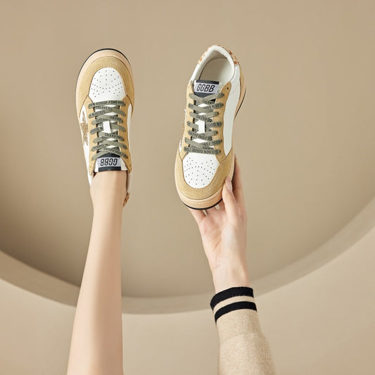 Women's Spring White Platform Sports Star Pattern Casual Shoes