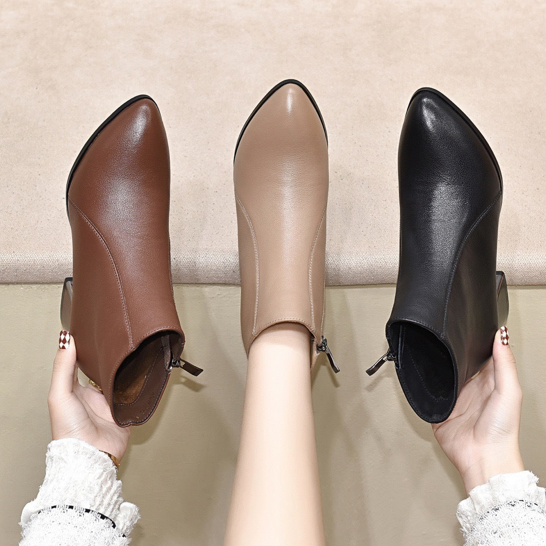 Women's Booties Plus Veet Pointed Martin Mid Women's Shoes