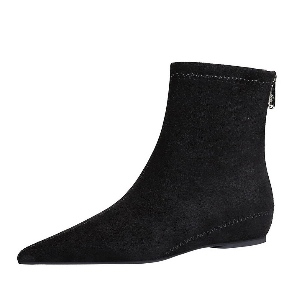 Women's Fashionable Simple Low Wedge Hidden Pointed Toe Pedicure Slimming Boots