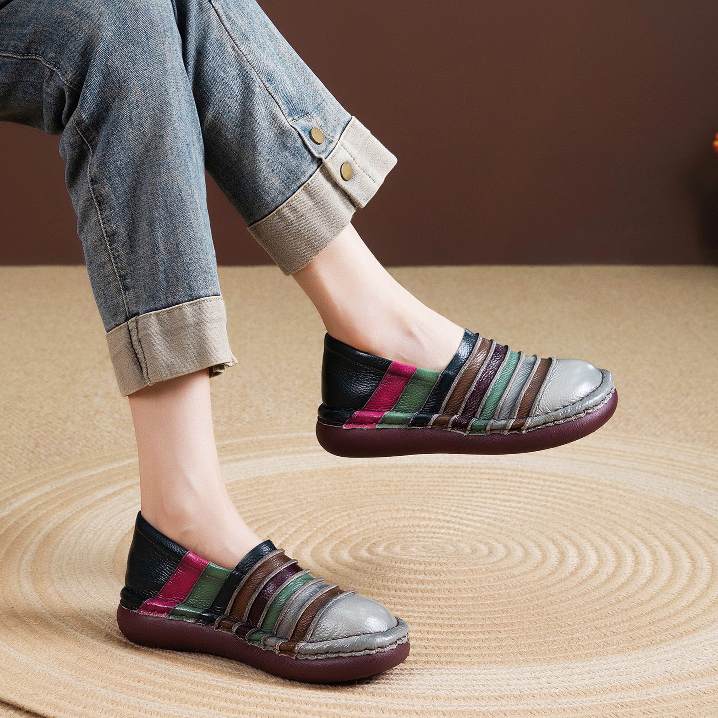 Flat Spring Retro Handmade Slip-on Soft Loafers