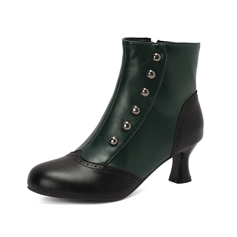 Women's Plus Size Color Matching Metal Rivet Heels