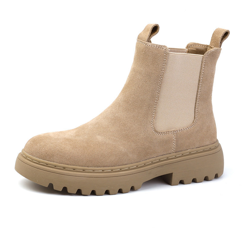 Women's Price Ding British Style Frosted Mid Flat Short Pedal Boots