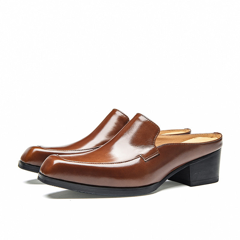 Men's Square Toe Pump High Half Height Slippers