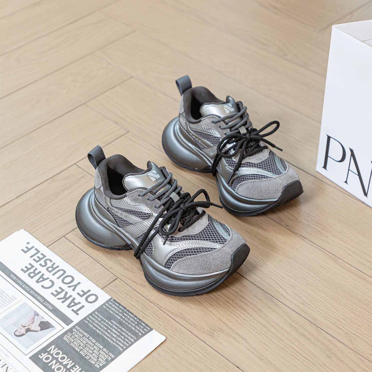 Women's Genuine Double Dad Platform Fashion Jogging Sneakers
