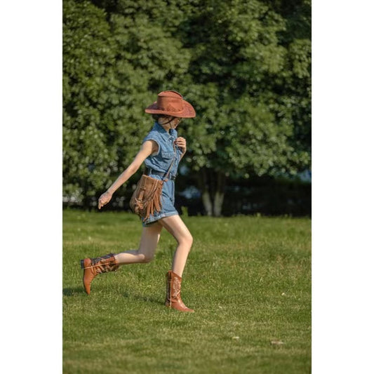 Women's Western Cowboy Summer Chunky Vintage Knight Boots