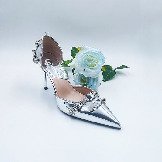 Women's Lens Rivet High Hollow Punk Stiletto Belt Women's Fashion Shoes