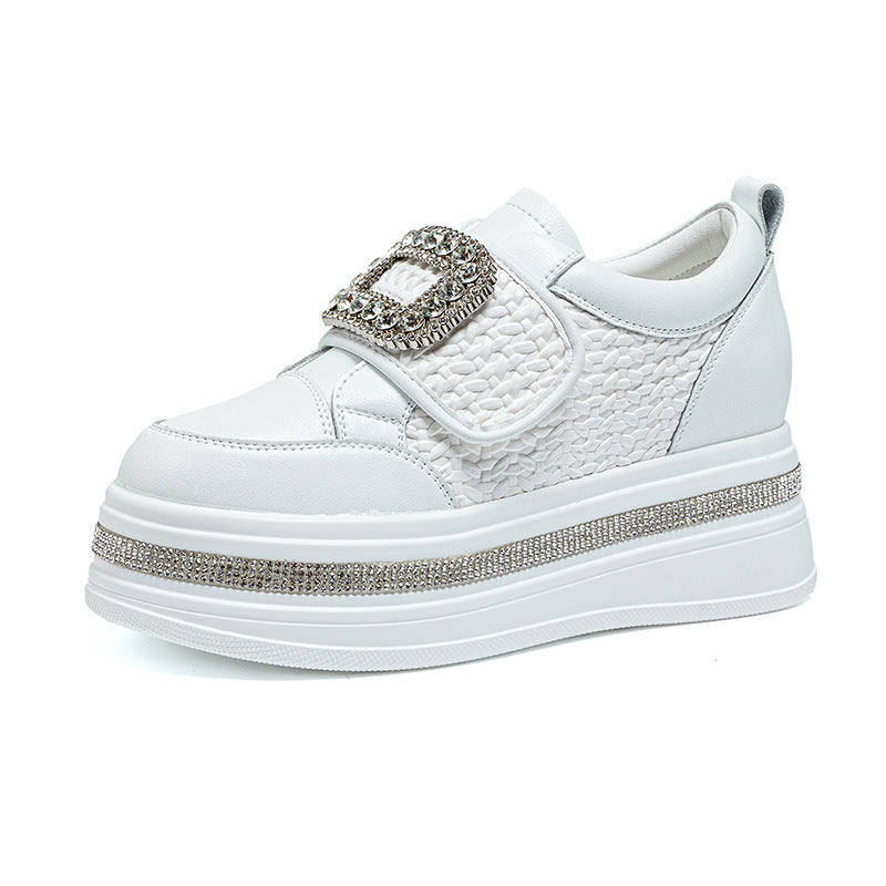 Women's Velcro Rhinestone Sports Thick Bottom Small Hidden Heels