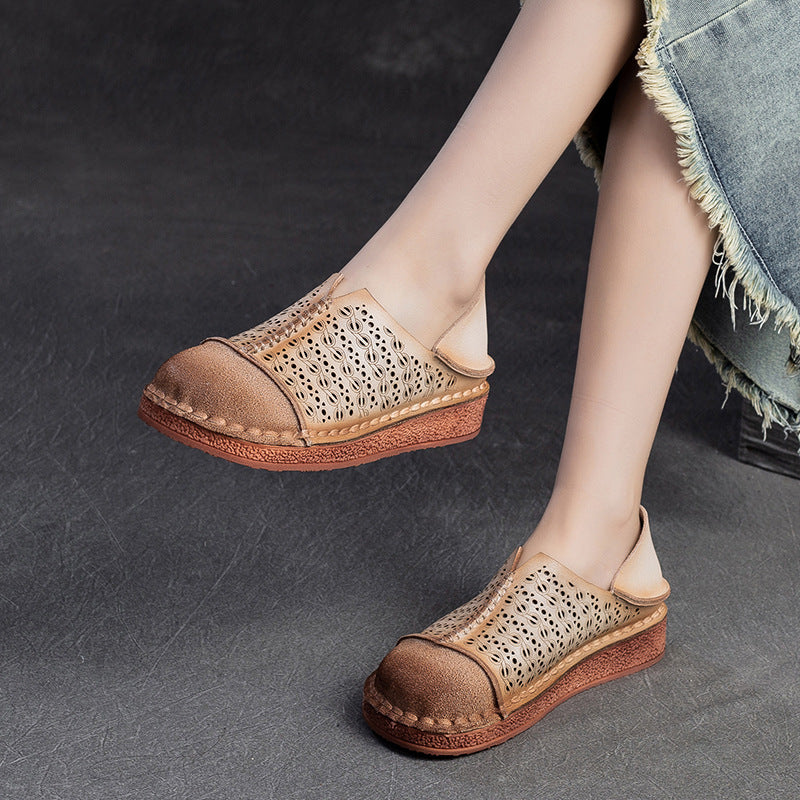 Women's Hollow Hole Pumps Breathable Flat Bottom Sandals