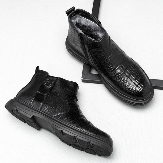 Men's Winter Genuine With Veet Outdoor Leisure Warm Sheepskin Snow Boots