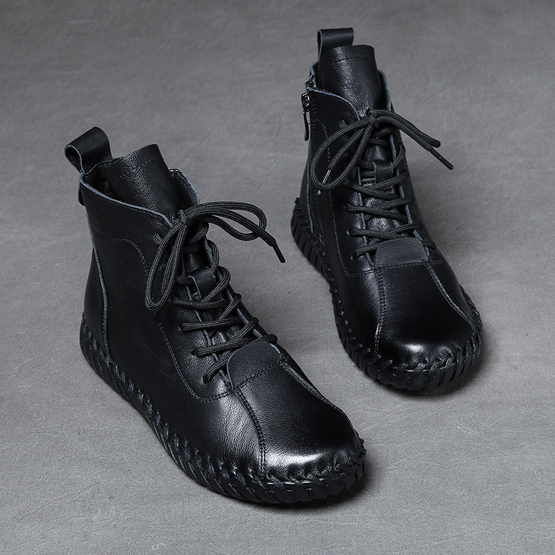 Ankle First Layer Cowhide Mother Beef Tendon Soft Bottom Women's Leather Boots