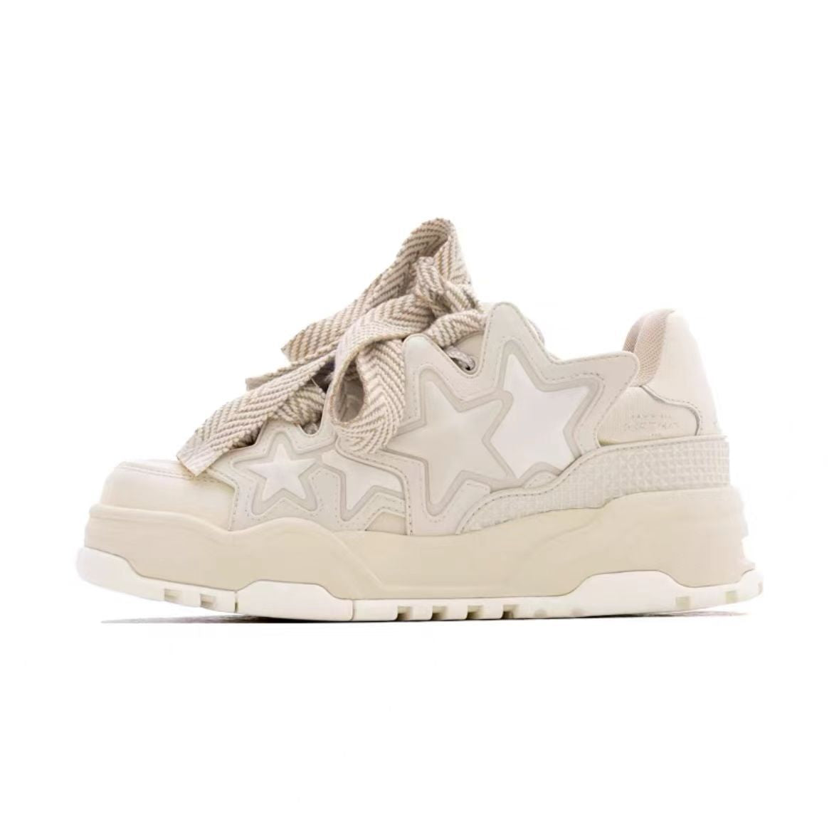 Men's Cream Bread Star Height Increasing Couple Sneakers