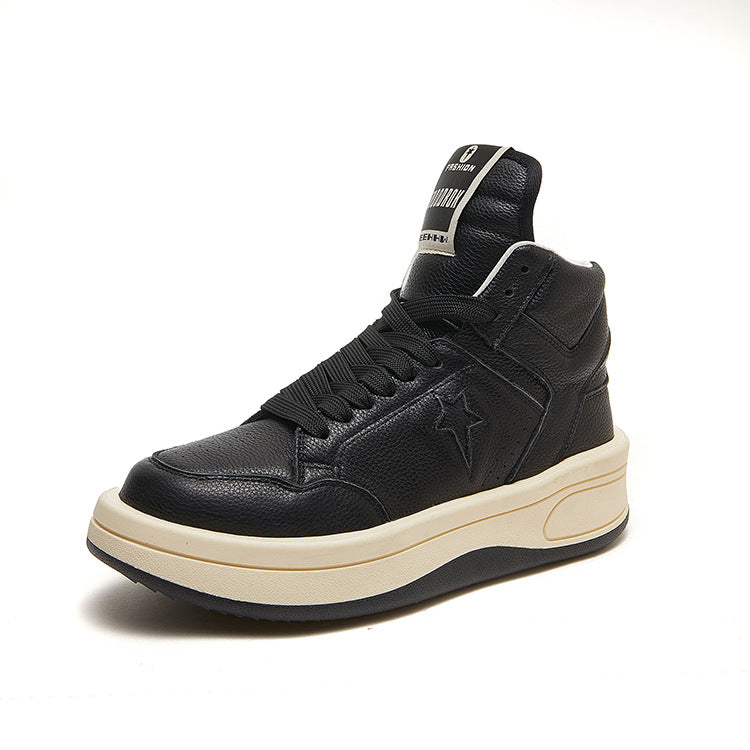Women's & Men's Plus Size Full Grain Cow Platform Sneakers