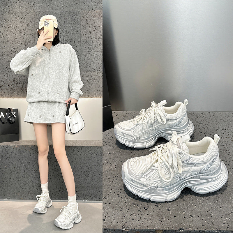 Women's Dad Spring European Goods Trendy Feet Small Elevator Women's Sports Shoes