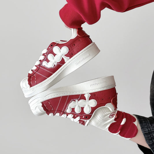 Women's & Men's Retro Shell Toe Red Board Thick-soled Increased Big Head Women's Casual Shoes