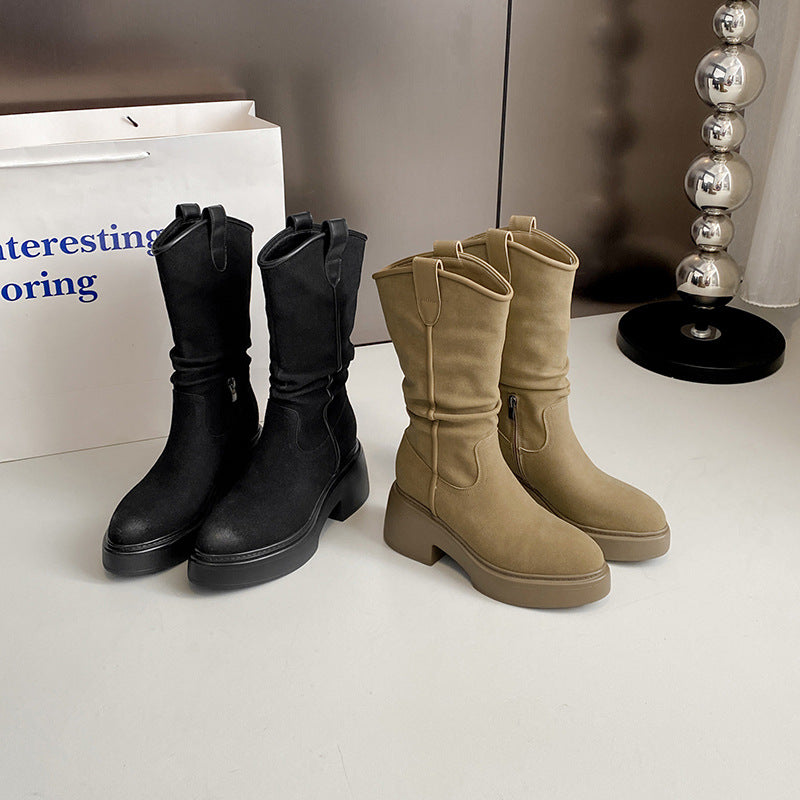 Women's Autumn Western Cowboy Pointed Toe Hidden Boots