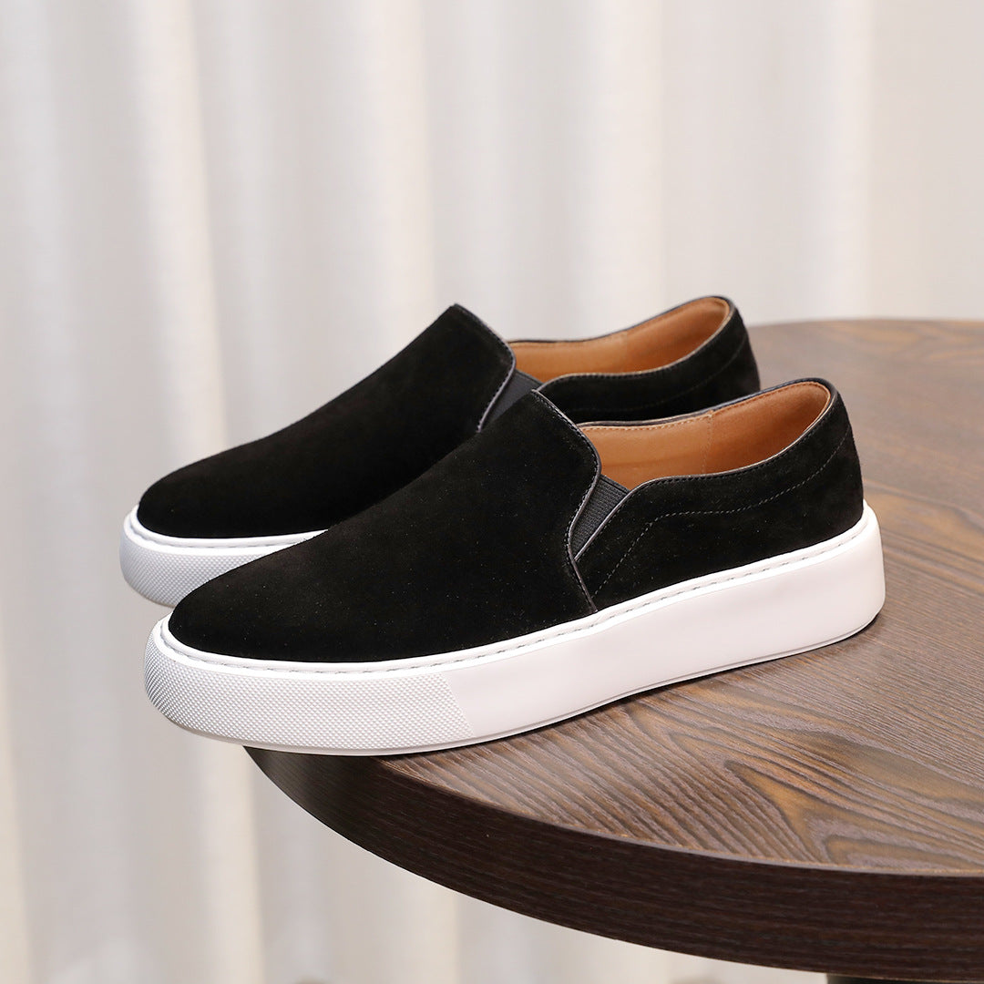 Men's Suede Cowhide Raise The Bottom Trendy One Men's Board Shoes