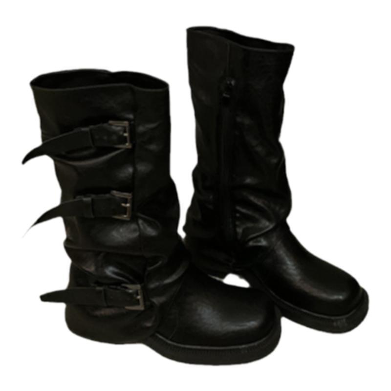 Bootleg Niche Retro Chunky Thigh High Western Cowboy Pile Style Boots