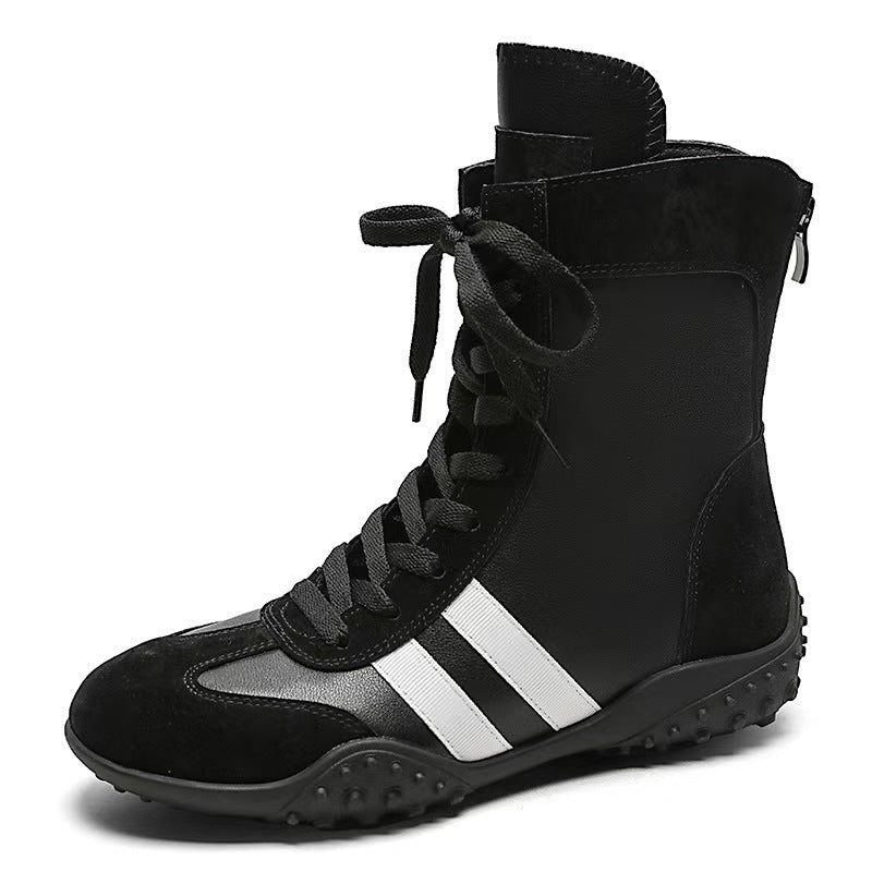 Women's Hight Increasing Martin Flat Sports Fight Ankle Women's Leather Boots