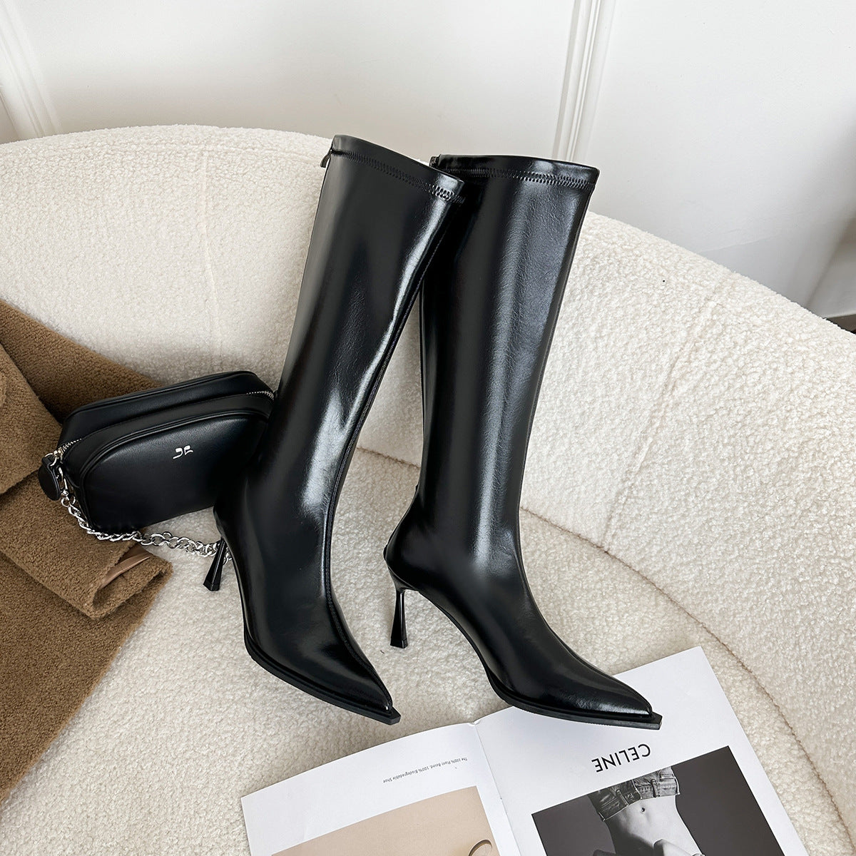 Style Elegant Pointed Toe High-heeled Thigh Stovepipe Stiletto High Tube Heels