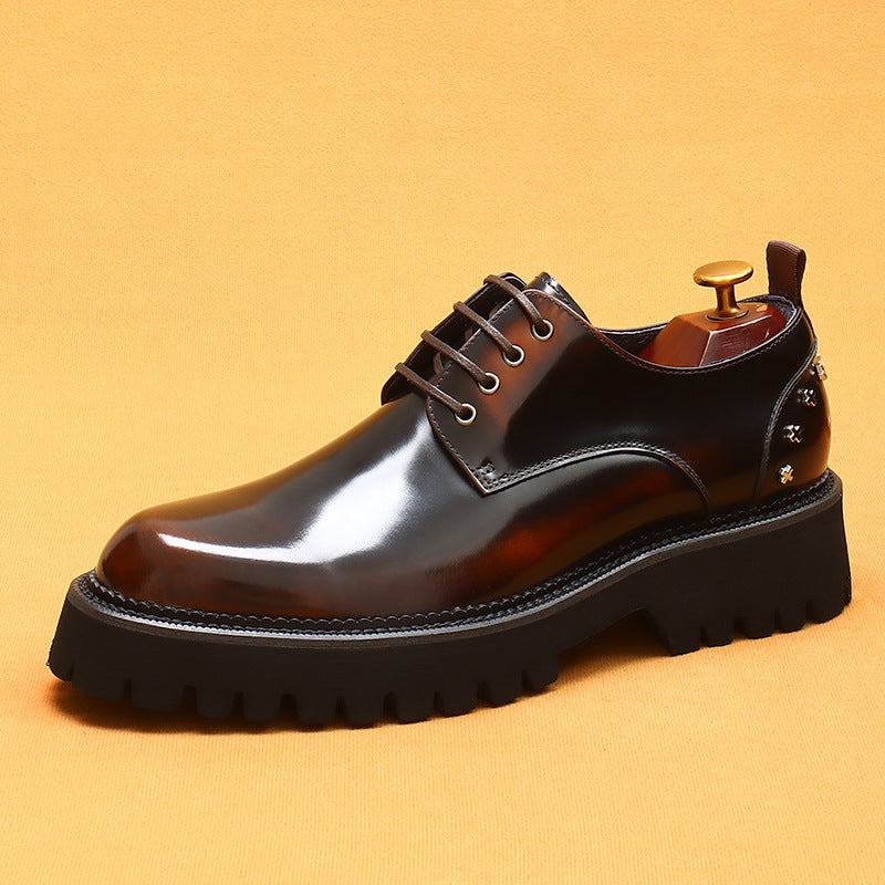 Layer Platform Height Increasing Genuine England Leather Shoes