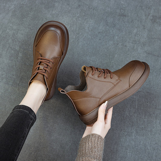 Martin Soft Bottom Surface British Retro Lace Up Women's Leather Boots