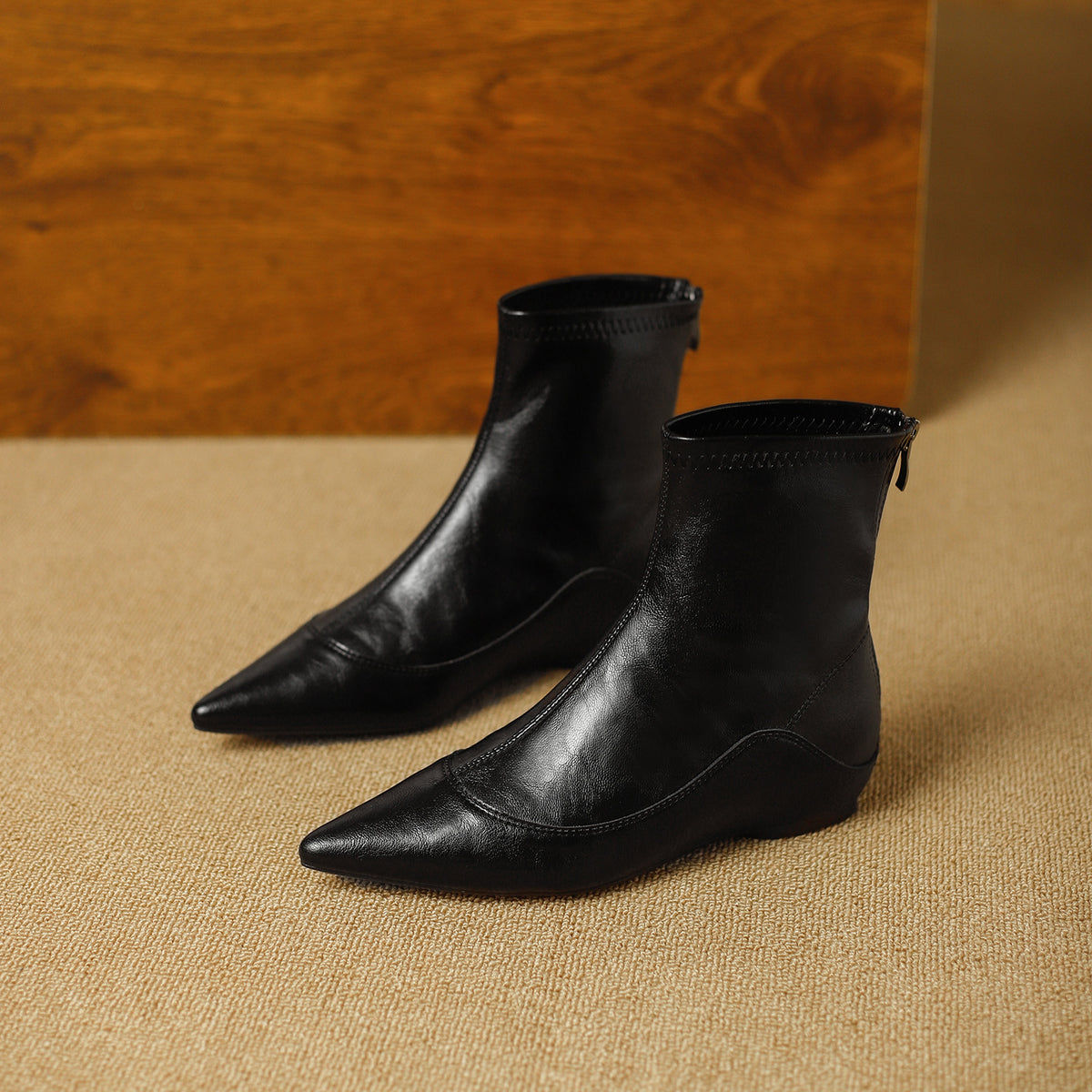 British Style Pointed Toe Skinny Soft Fashion Inner Height Increasing Women's Leather Boots