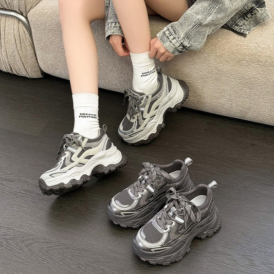 Women's Dad Autumn Fashion Rhinestone Platform Height Increasing Women's Sports Shoes