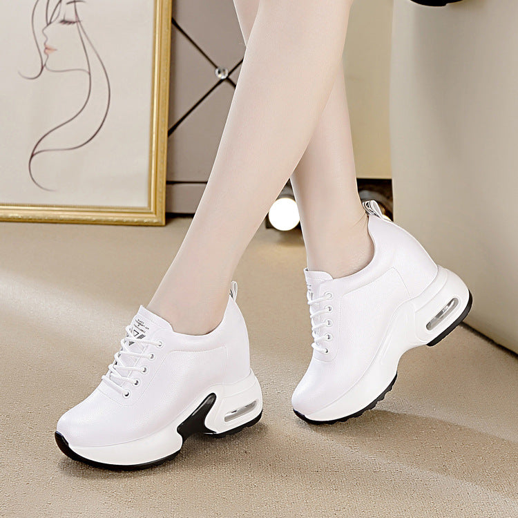 Women's Autumn White Small Height Increasing Insole Versatile Women's Casual Shoes