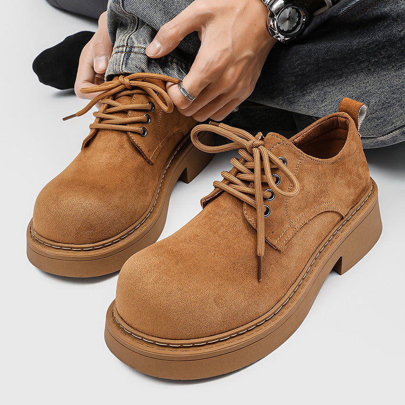 Fashion Derby Thick Bottom Increased Niche Men's Casual Leather Shoes