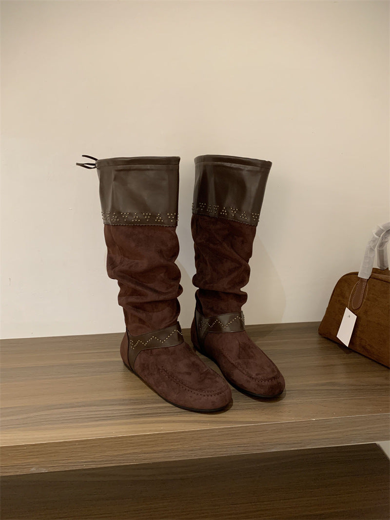 Women's Rivet Height Increasing Insole Western Cowboy Boots