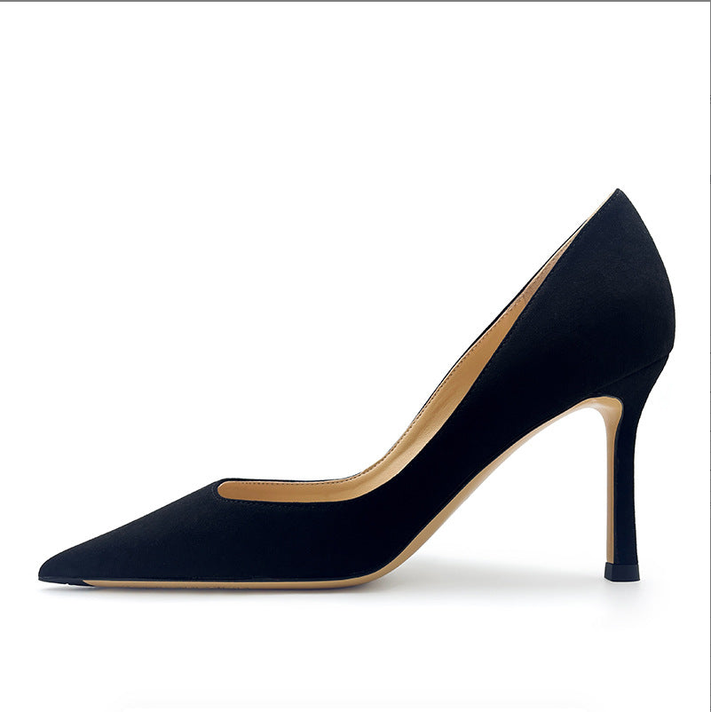 Sheepskin High Pointed Toe Pumps Stiletto Women's Fashion Shoes
