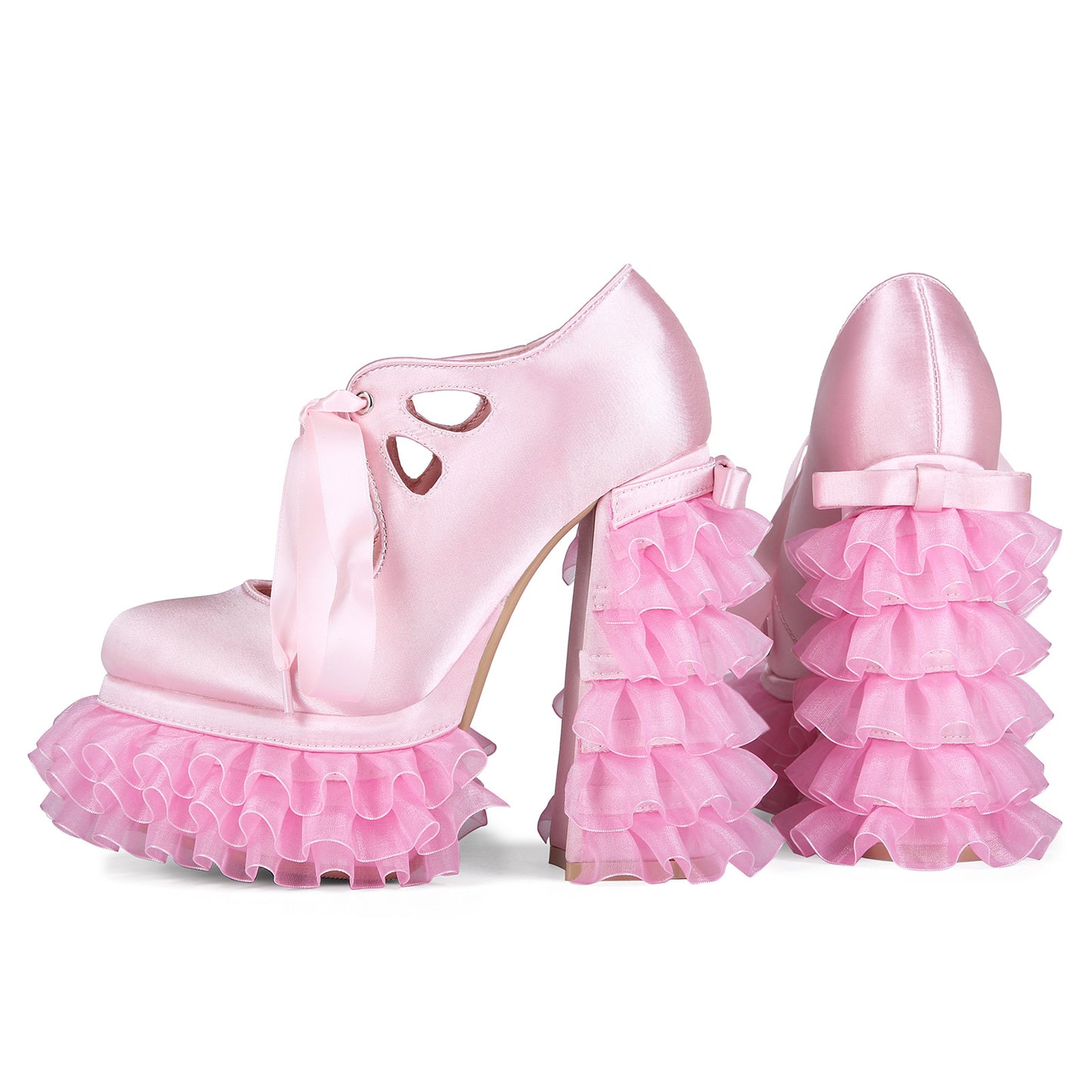 Women's Sweet Hot Platform Lace Chunky Large Size Heels