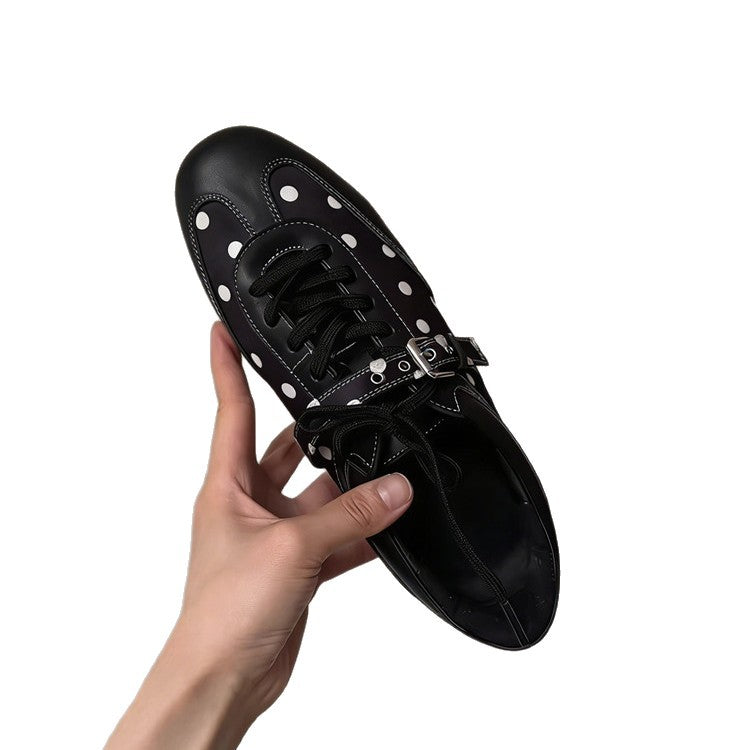 Women's Polka Dot Square Toe Flat Bottom Women's Casual Shoes